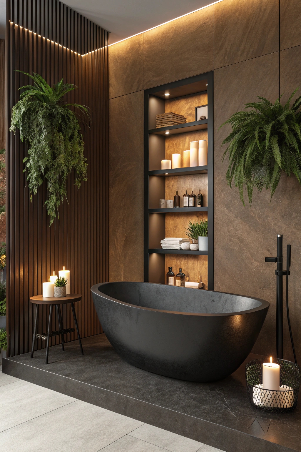 sleek black bathtub design