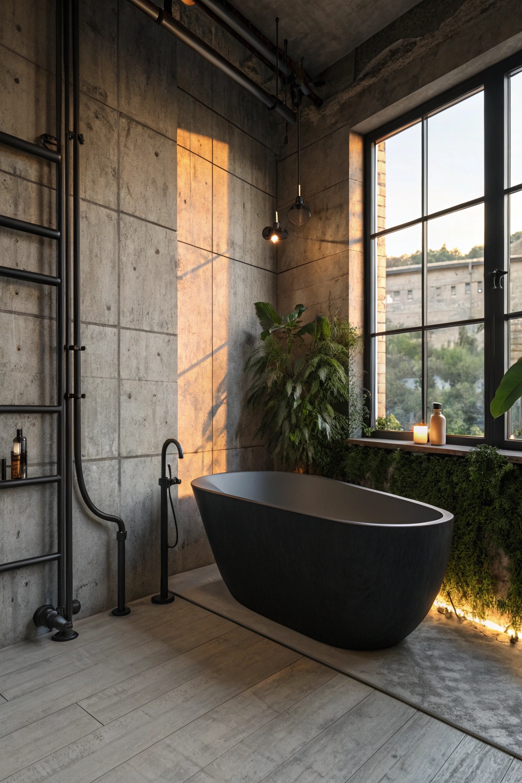 sleek modern black bathtub