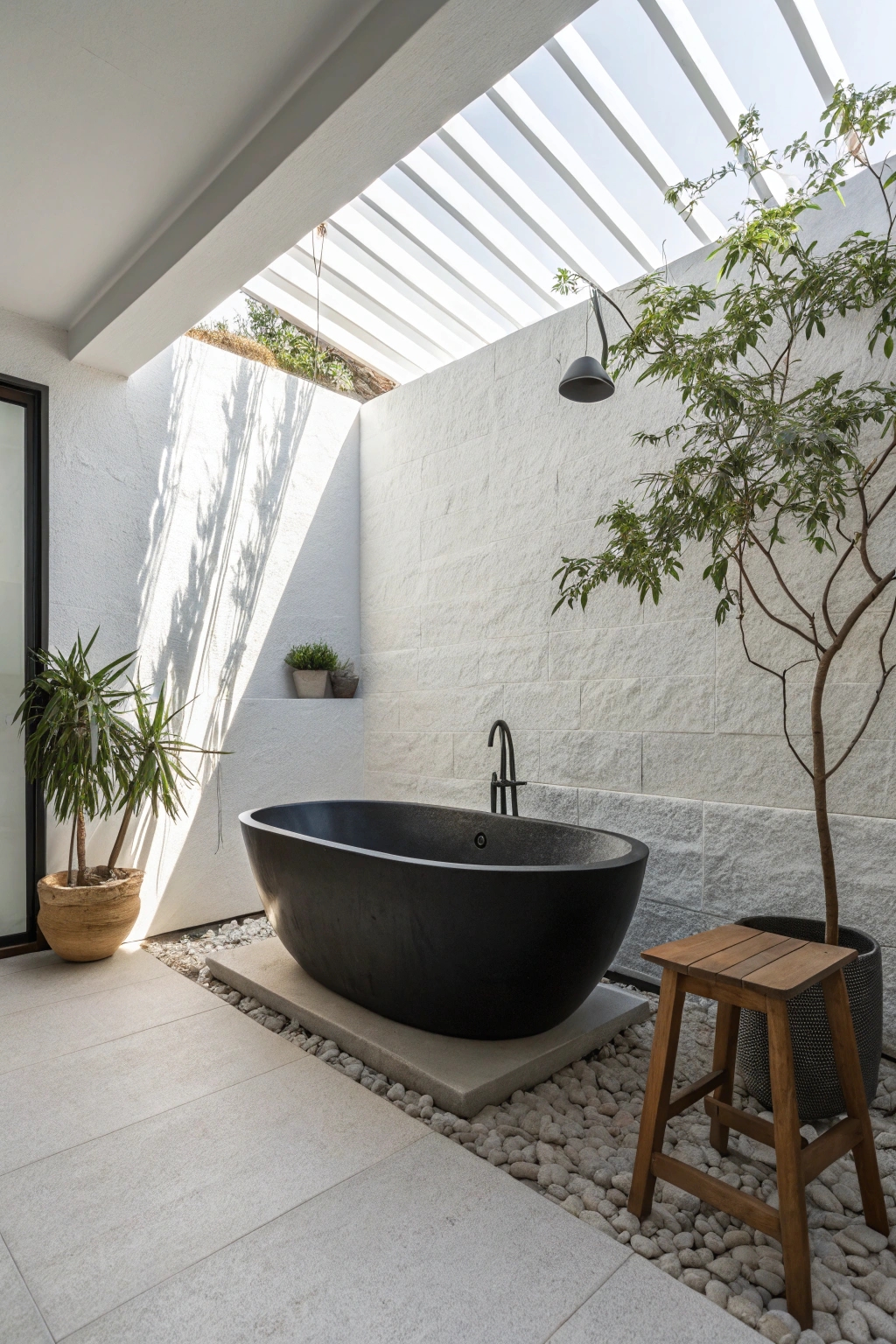 sleek modern black tub