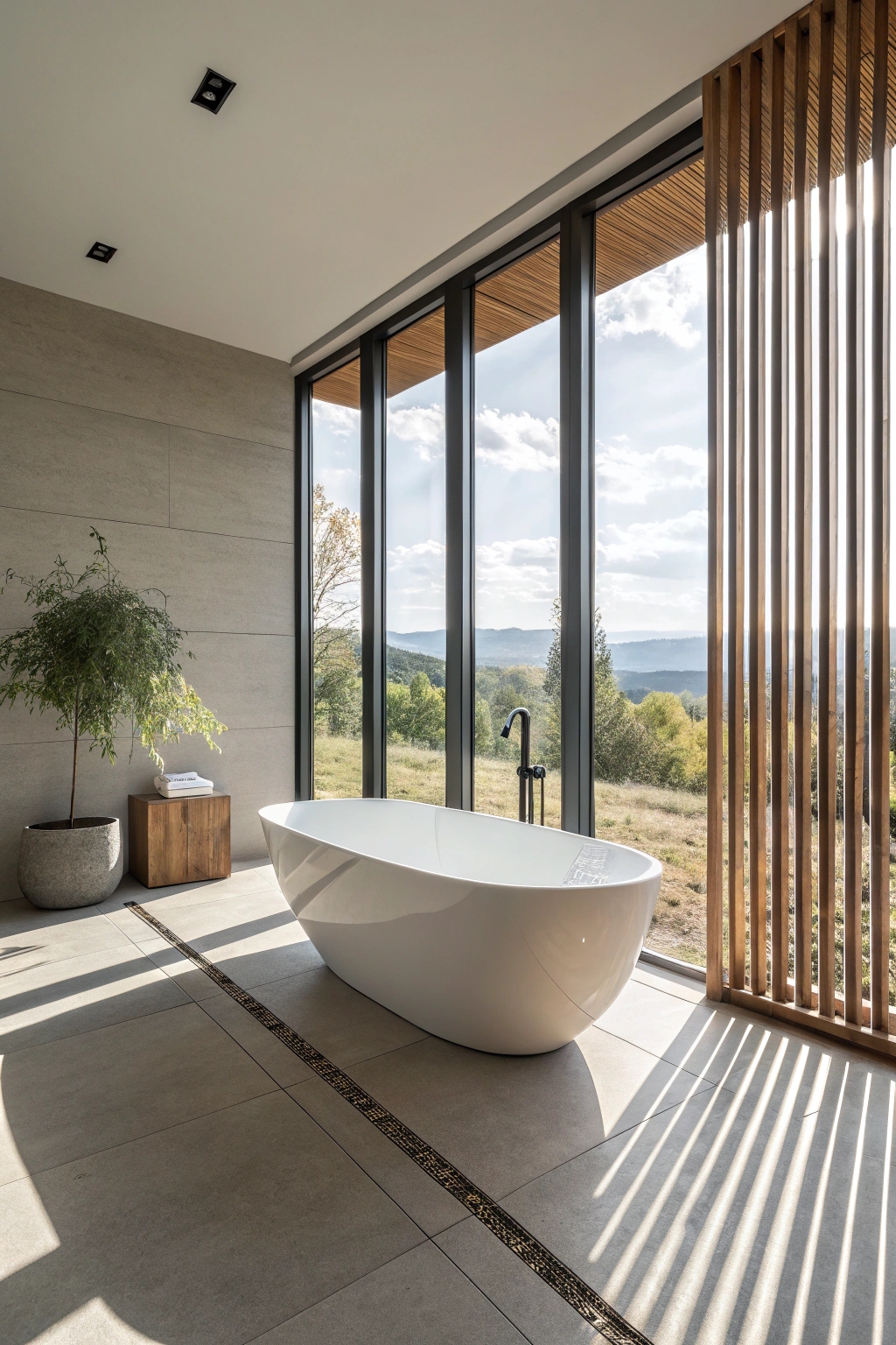 sleek tub with windows