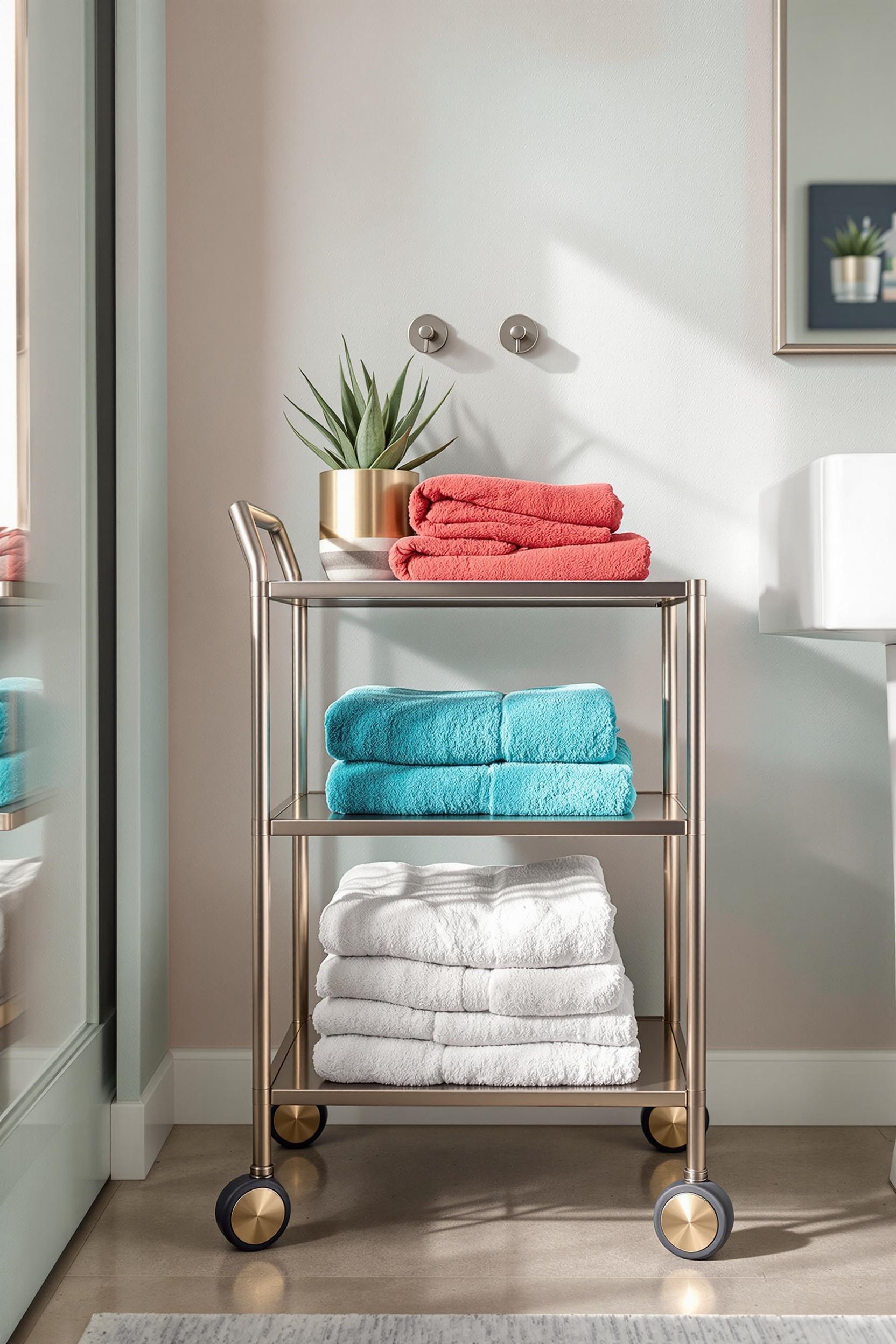 towel storage rolling cart