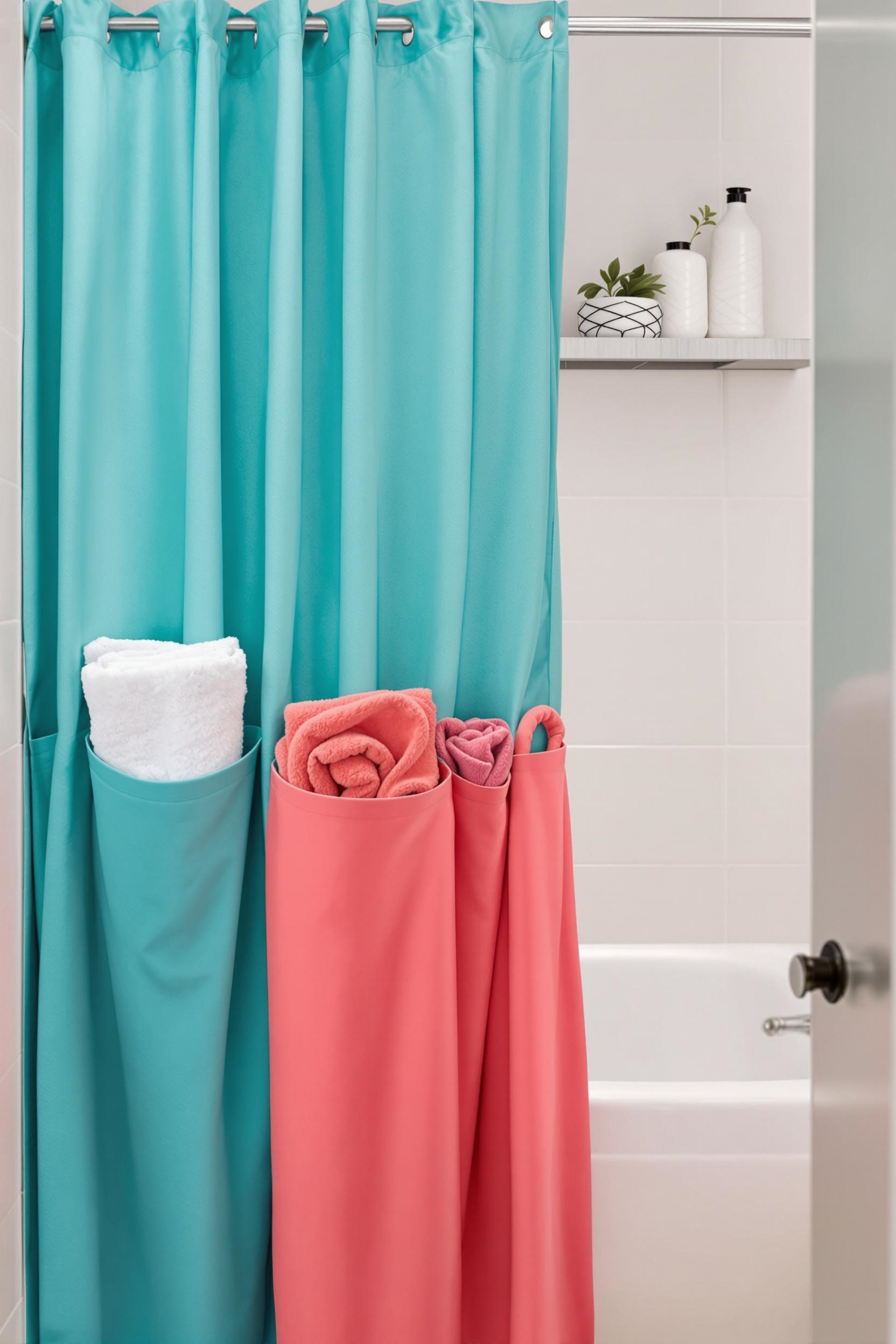 towel storage shower curtain