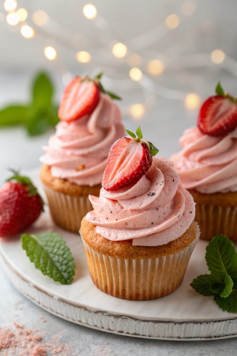 vegan cupcakes with strawberries