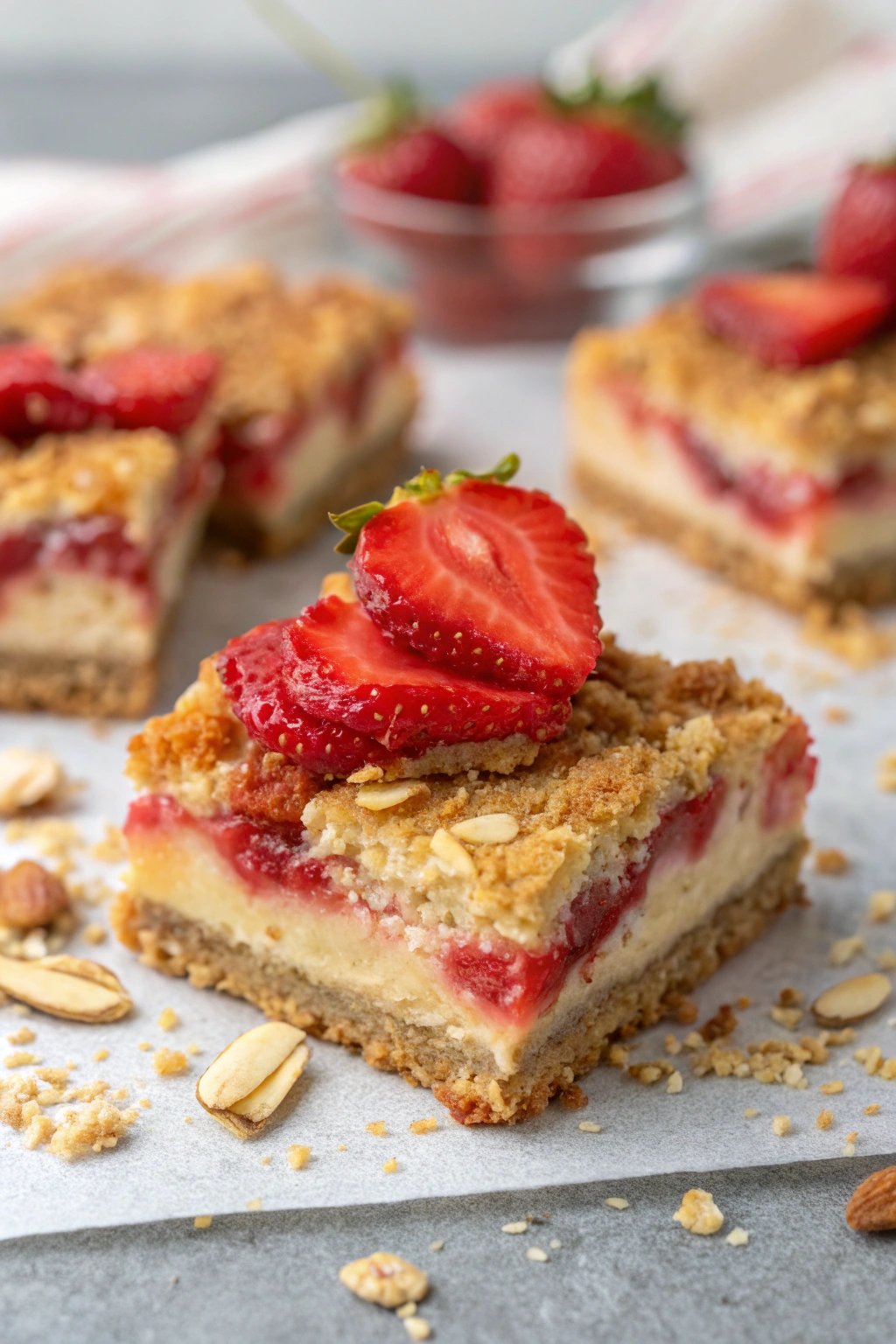 vegan strawberry cheesecake bars