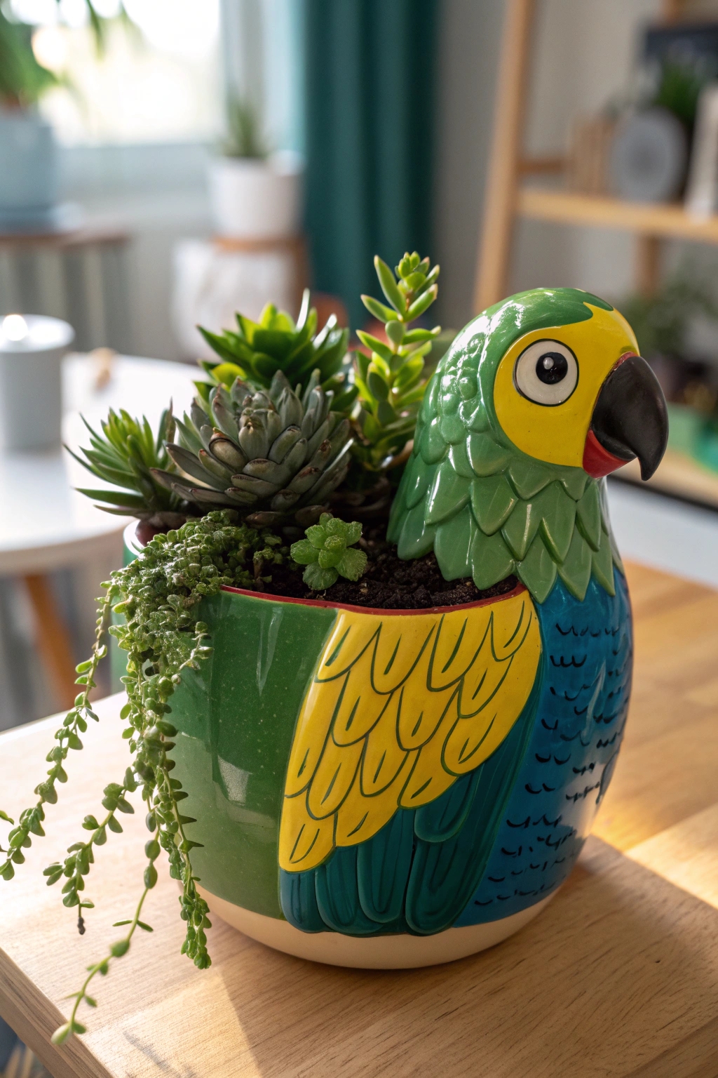 vibrant parrot flower pot