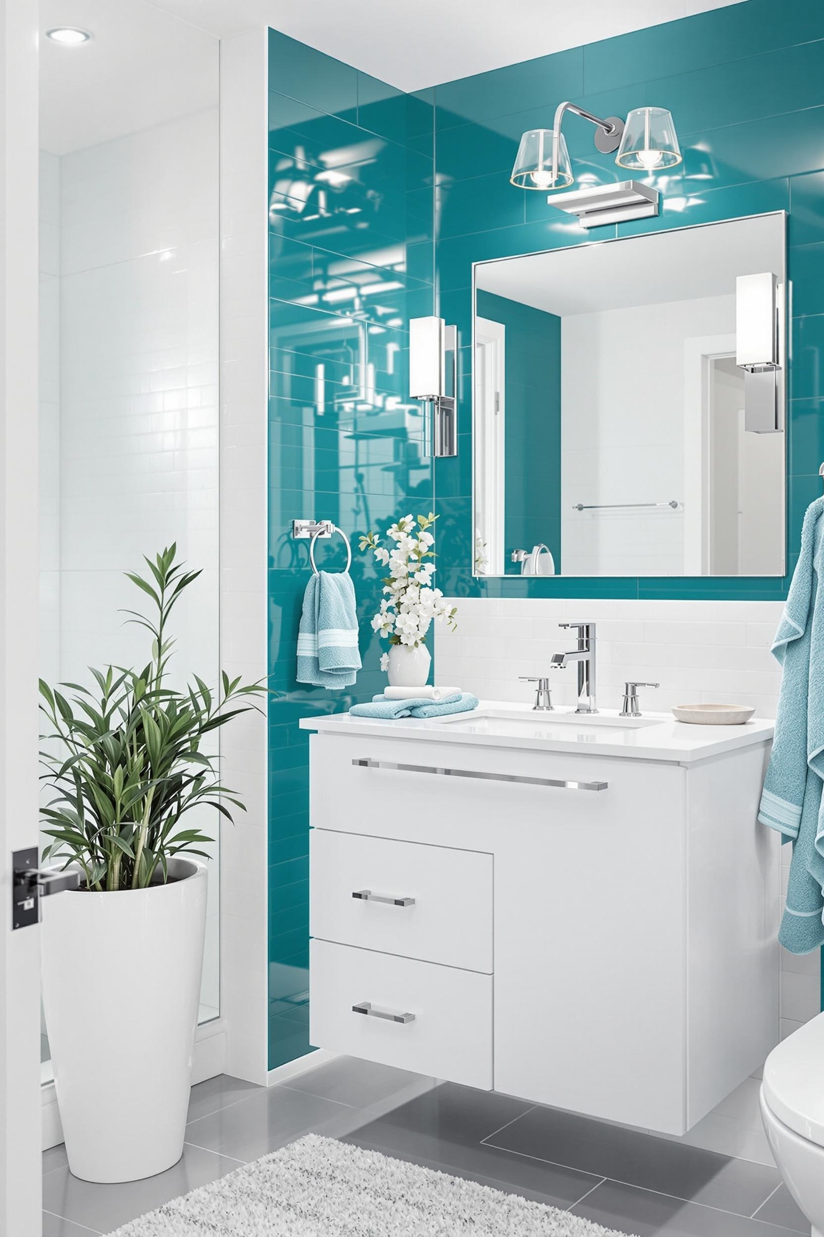 vibrant teal and white