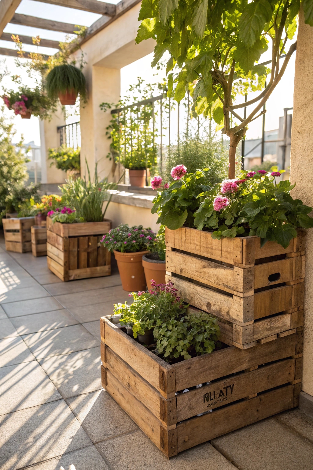 wooden crates for plants