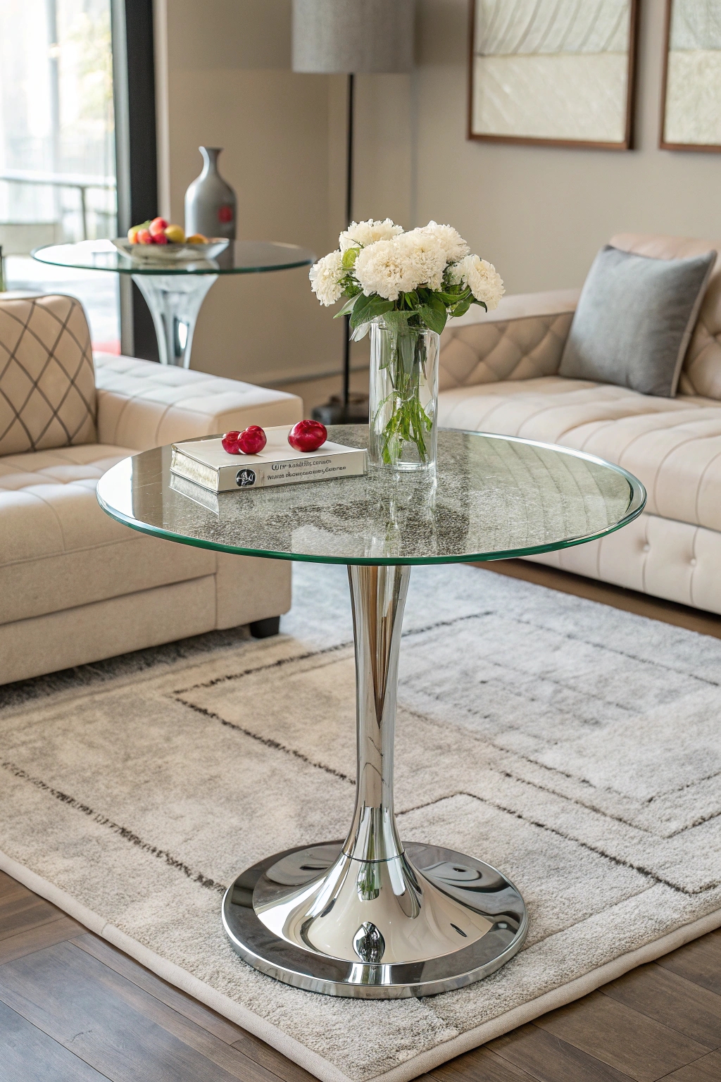 adjustable height glass table