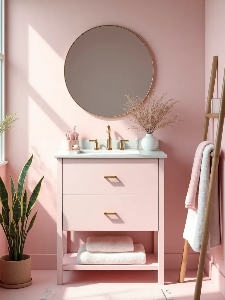 chic pastel pink vanity