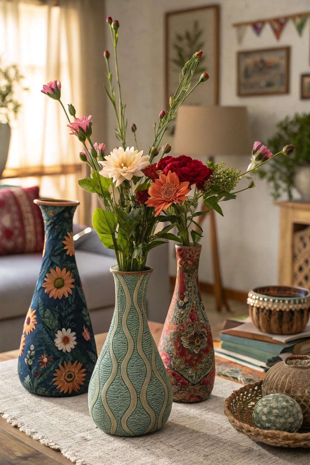 distinctive textile flower holders