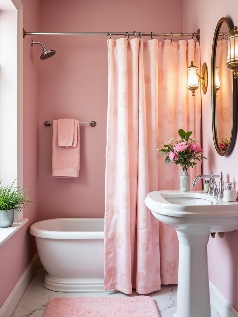 elegant pink bath textiles