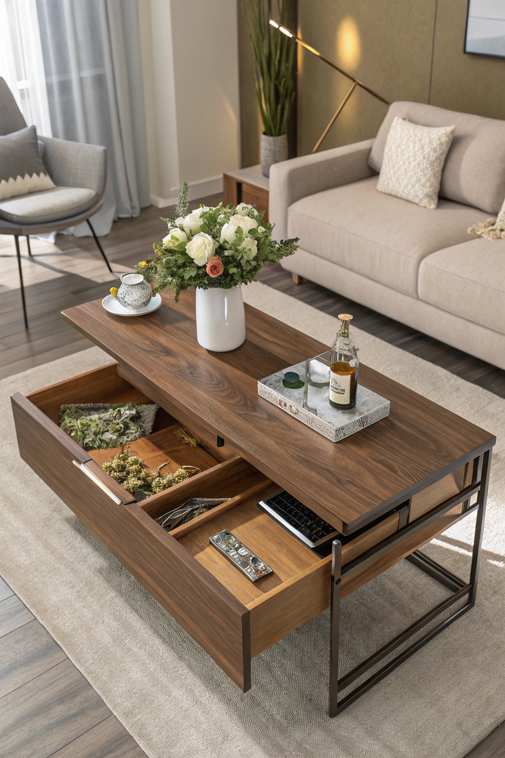 extendable compact coffee table