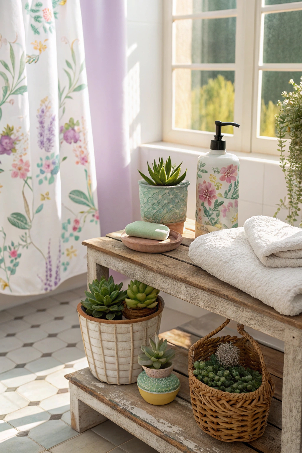 refreshing floral bathroom accents