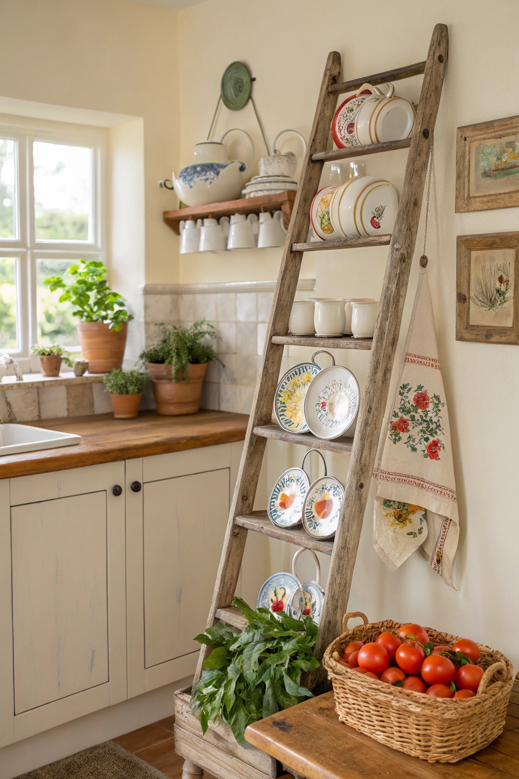 rustic dish drying ladder