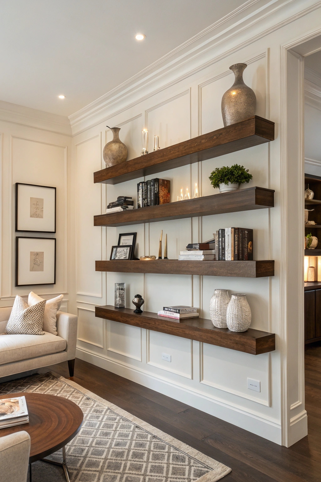 shelves with espresso stain