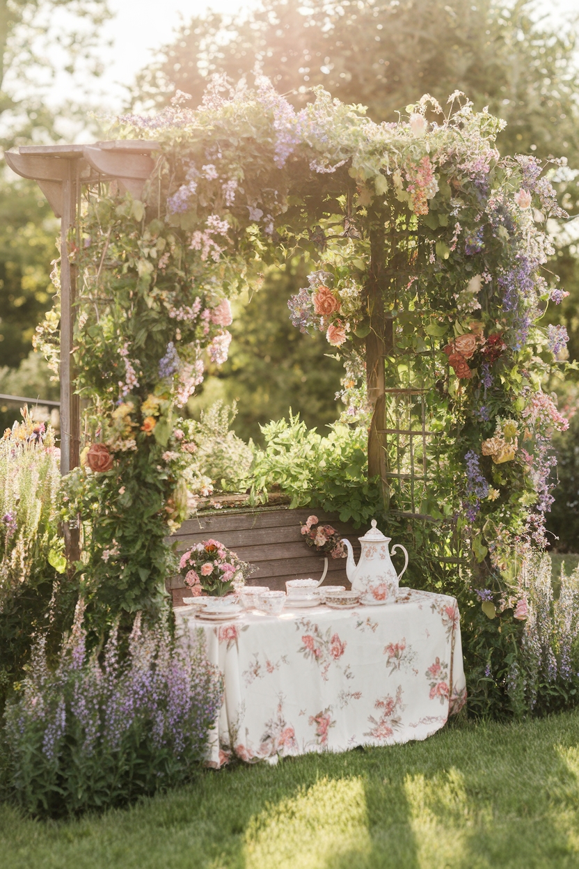 trellises adorned with flowers