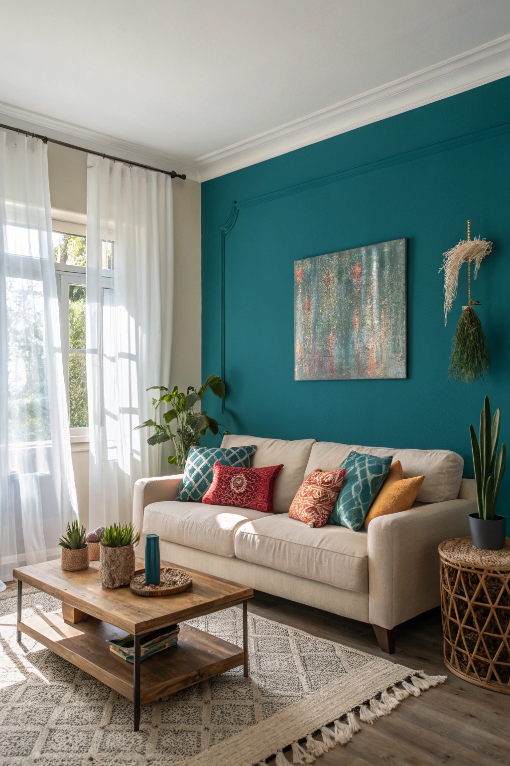 vibrant colored feature wall