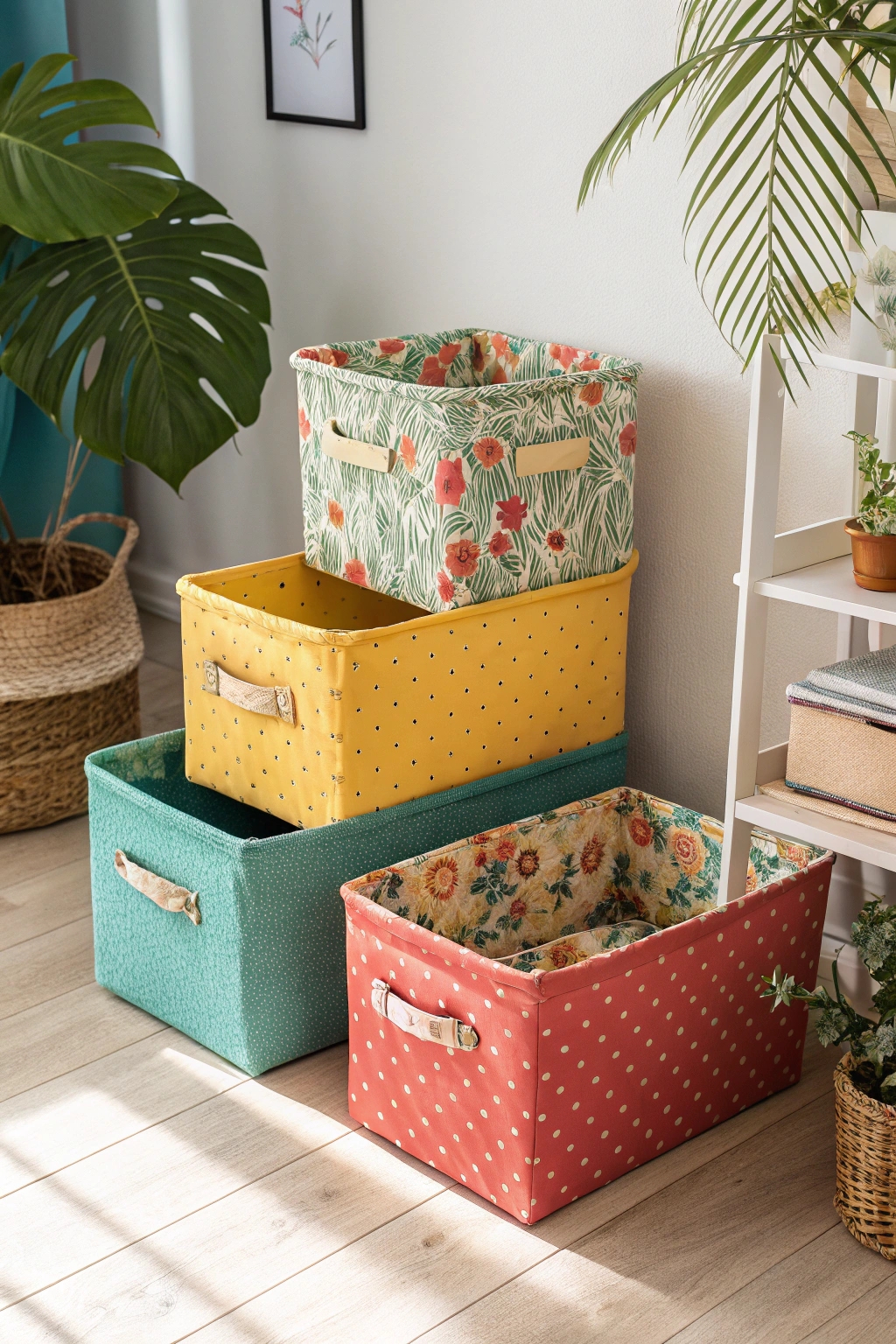 vibrant textile organization containers