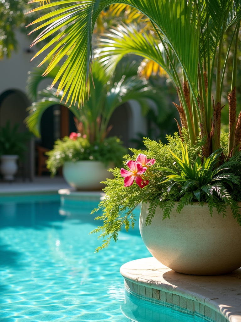 calming oasis with planters