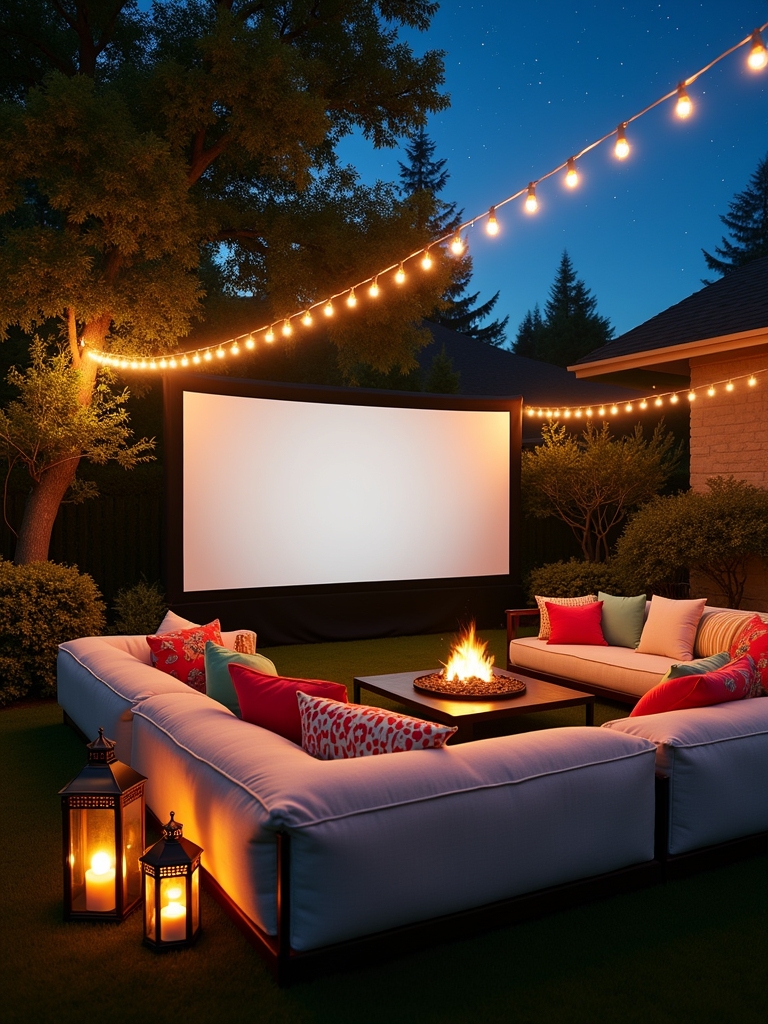 chic outdoor movie setup
