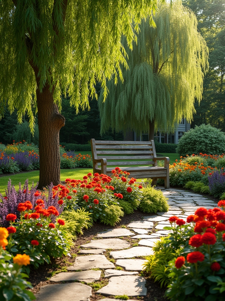 colorful well planned flower beds