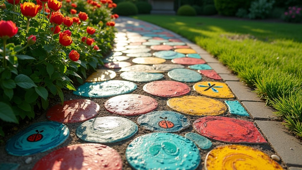 colorful yard paver designs