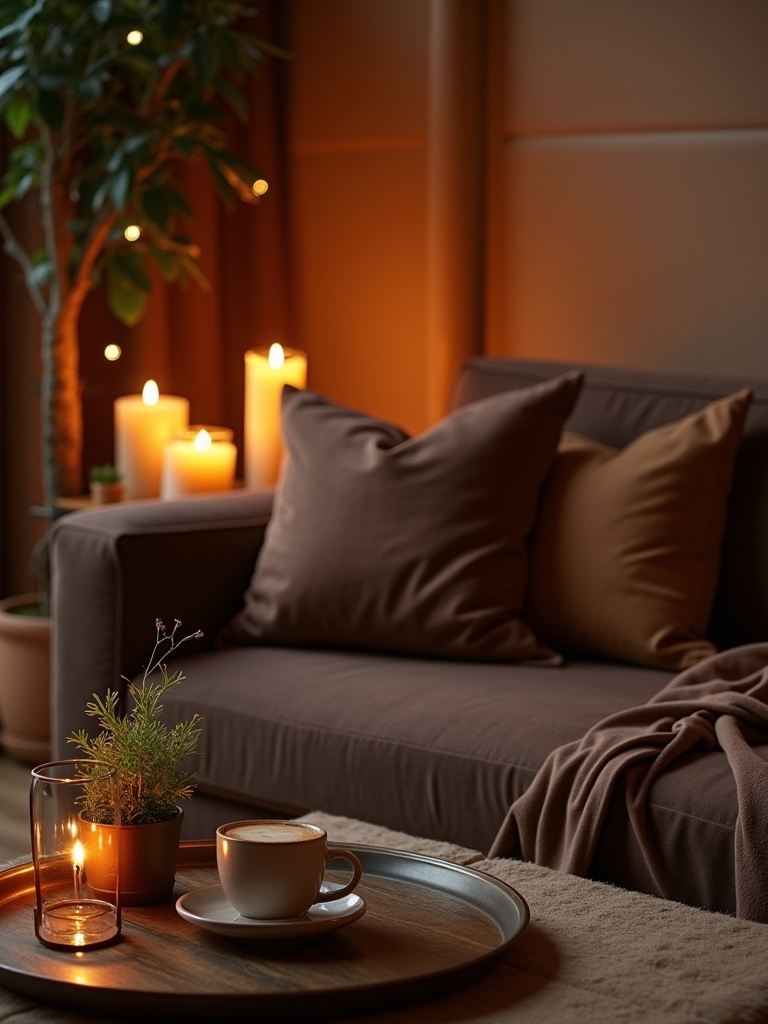 cozy candlelit living room