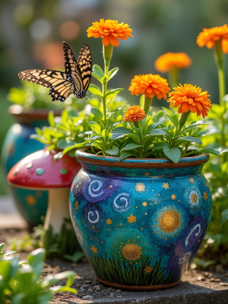 creative colorful flower pots