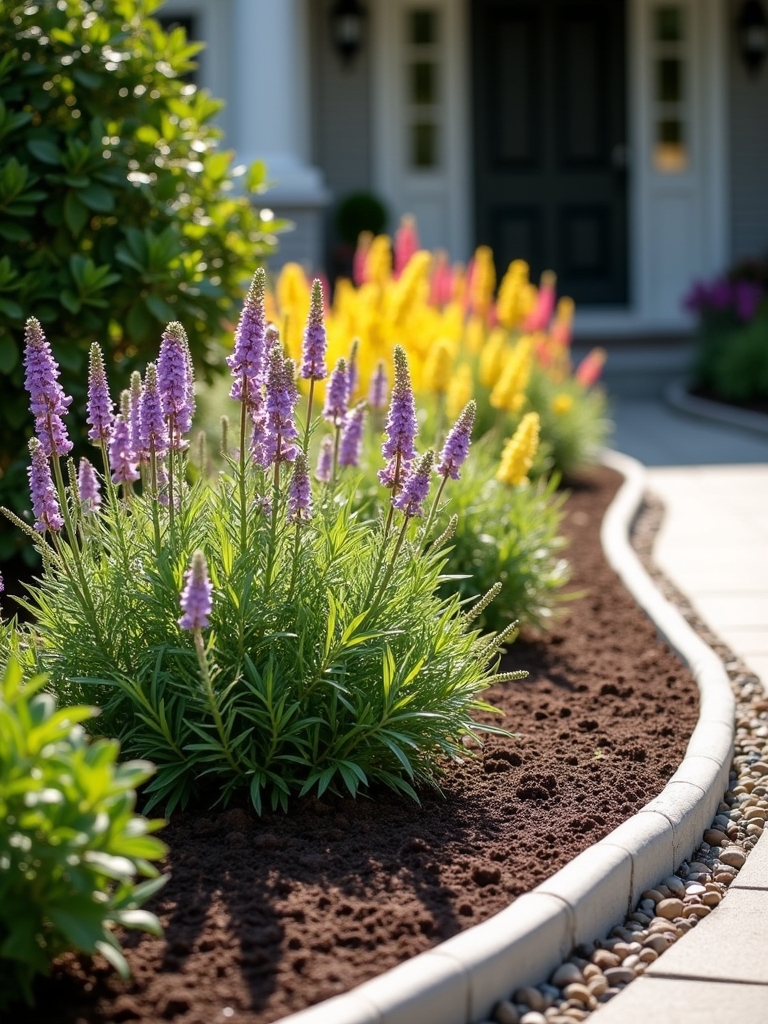 elegant curved flower beds