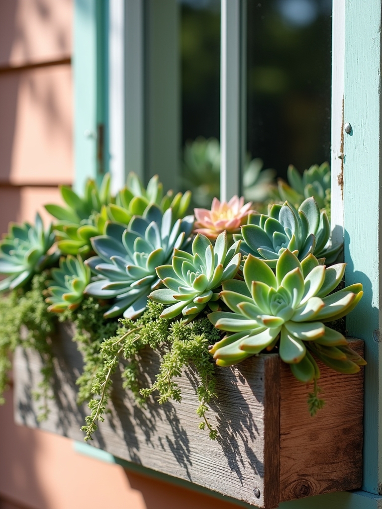 low maintenance succulent window boxes