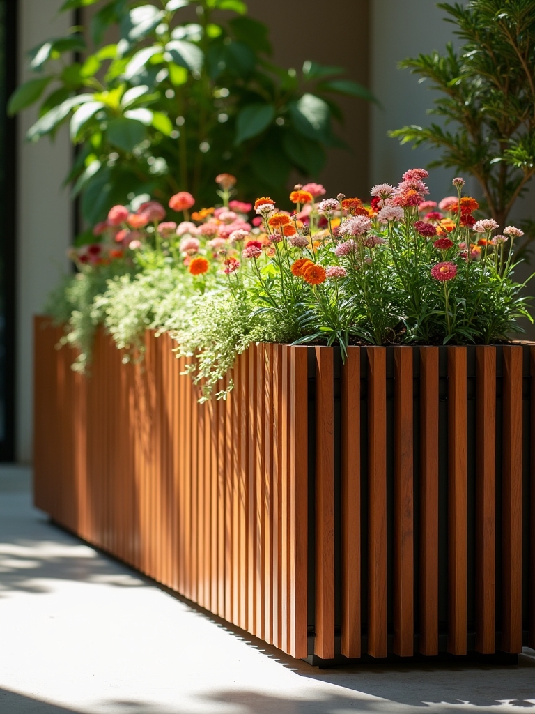modern sleek slat planters