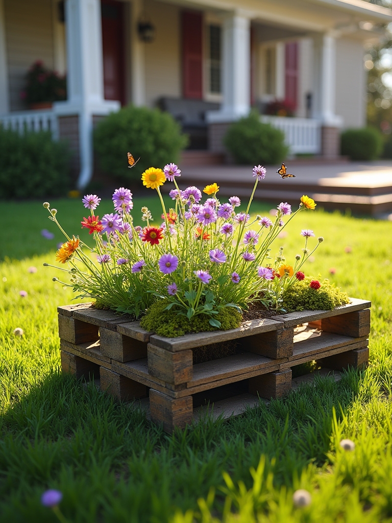 rustic pallet flower bed