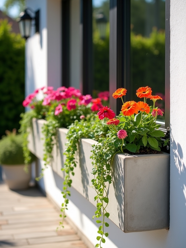 sleek minimalist concrete planters
