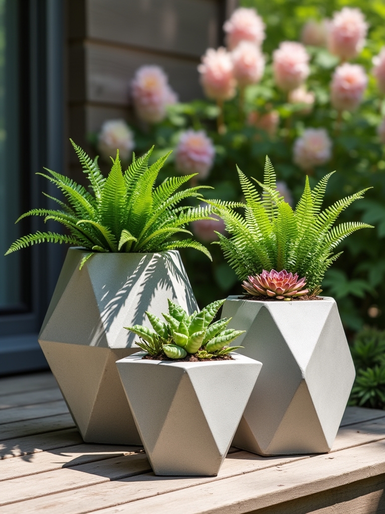 stylish geometric concrete planters