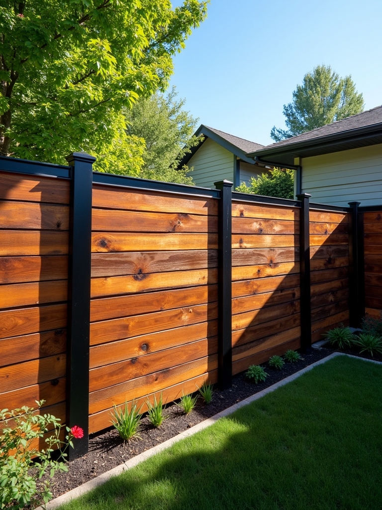 stylish wood metal fence design