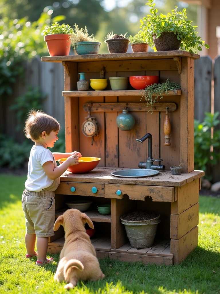 tiered mud kitchen organization