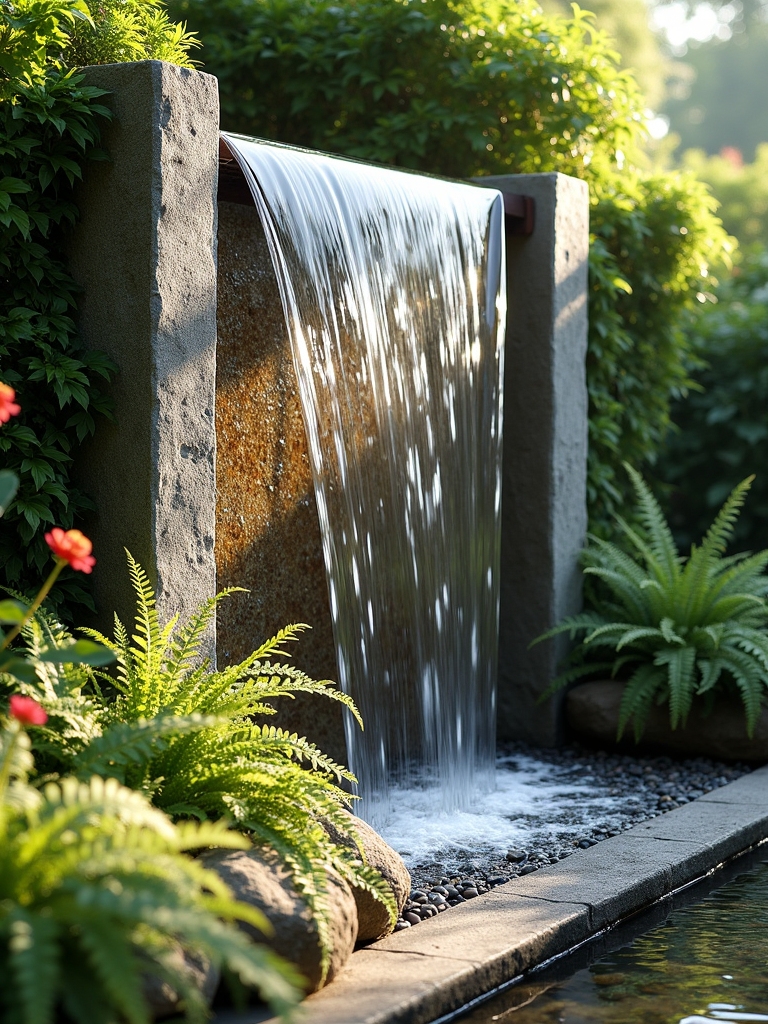tranquil wall mounted waterfall feature