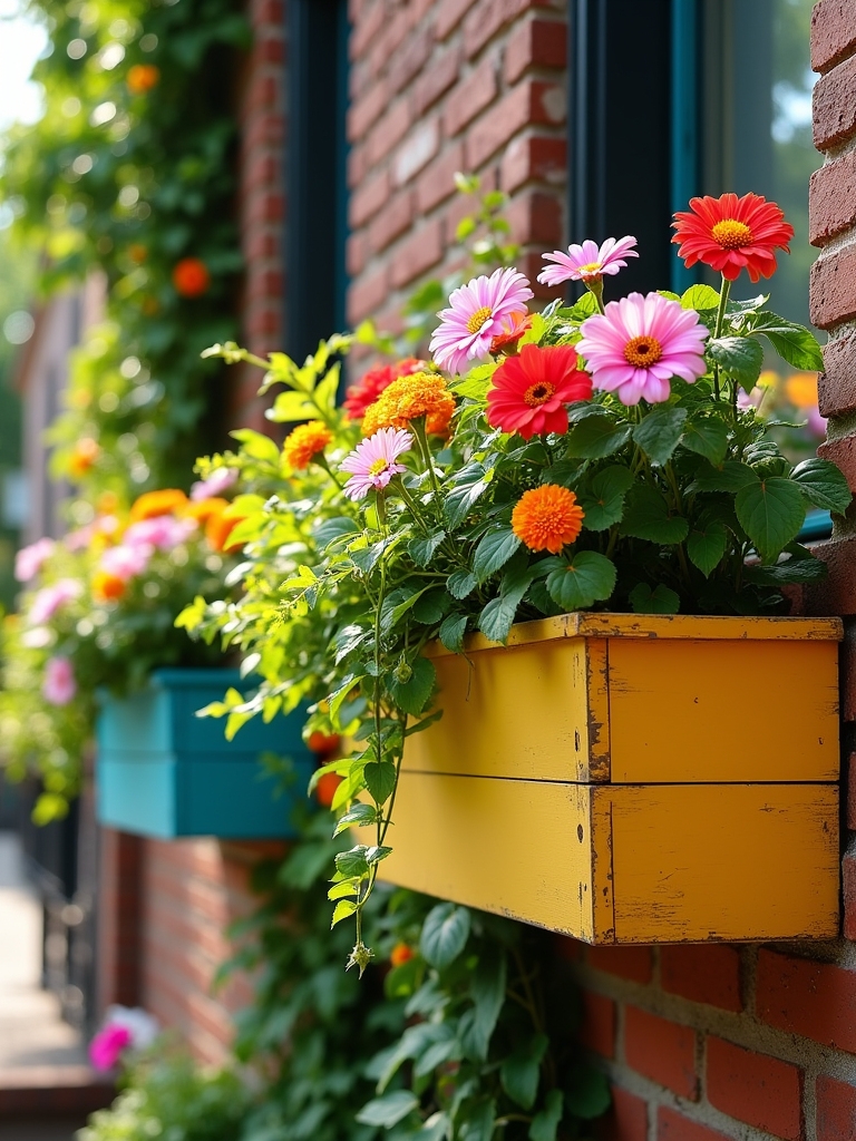 vibrant colorful window boxes
