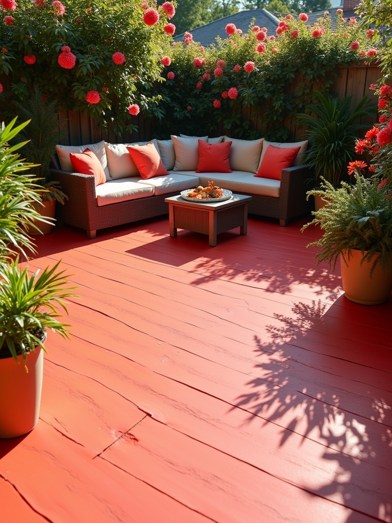 vibrant coral backyard accents
