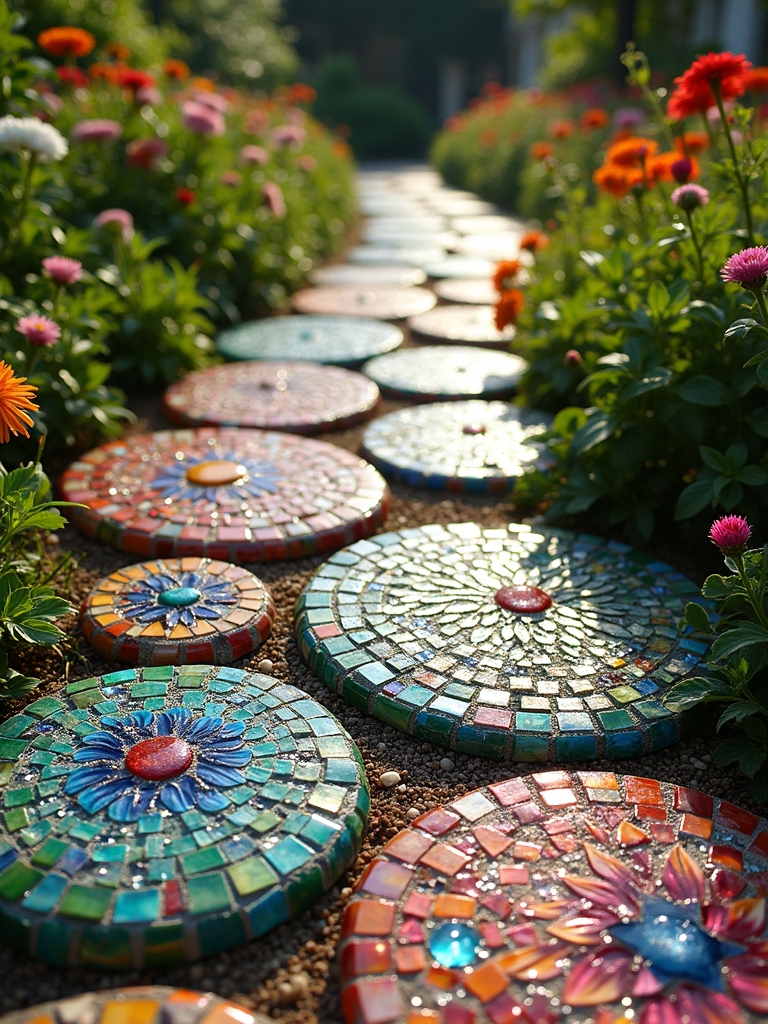 vibrant mosaic garden path