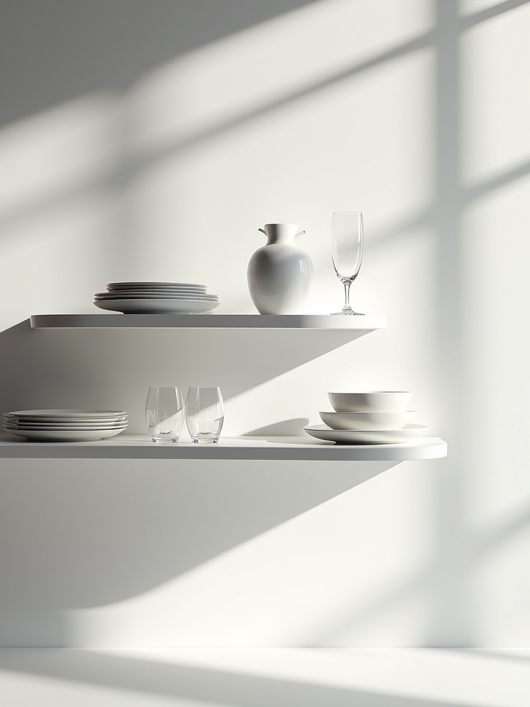 airy modern floating shelves