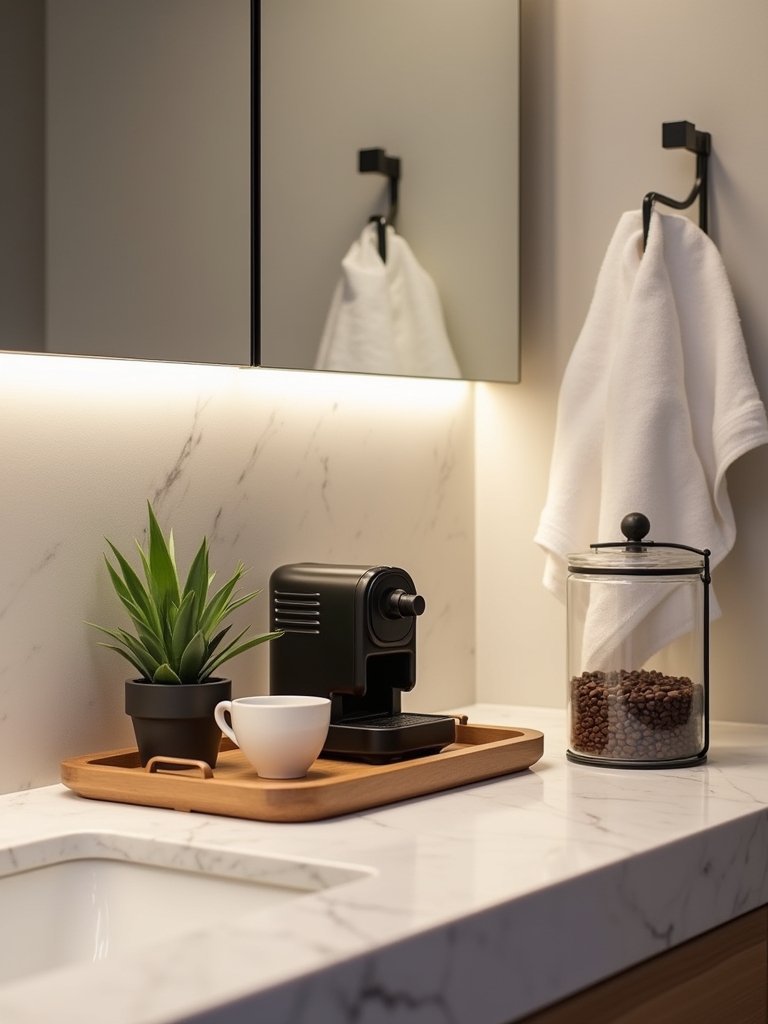 bathroom coffee station essentials