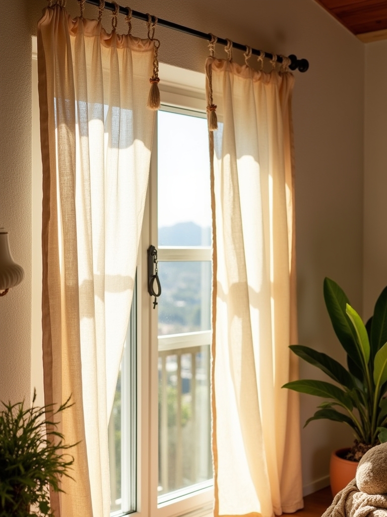bohemian curtain tie back styles