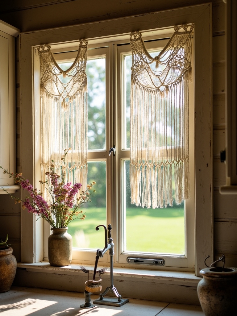 bohemian macrame fringe curtains