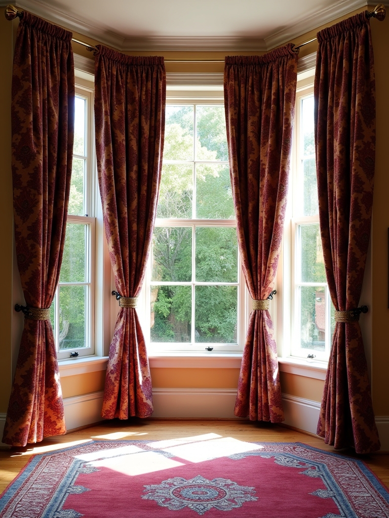 bold patterned drapes elevate