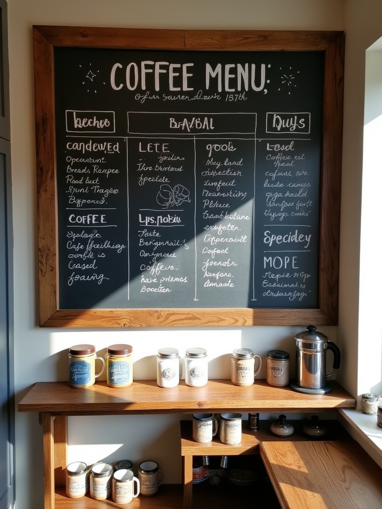 chalkboard coffee menu wall