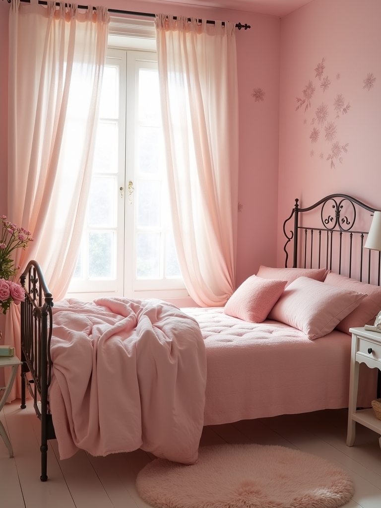 charming pink bedroom curtains