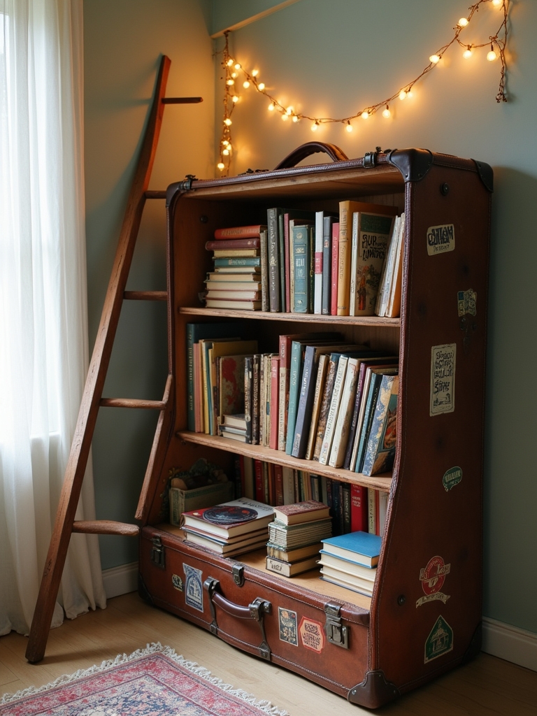 charming vintage suitcase shelves