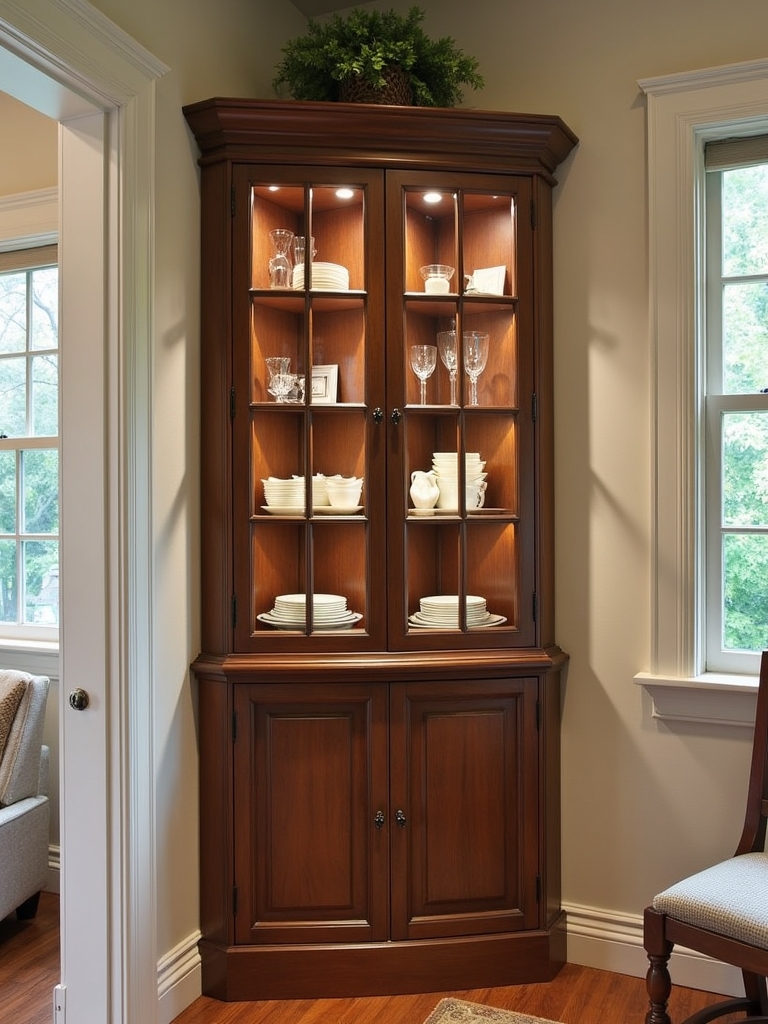 chic corner hutch lighting