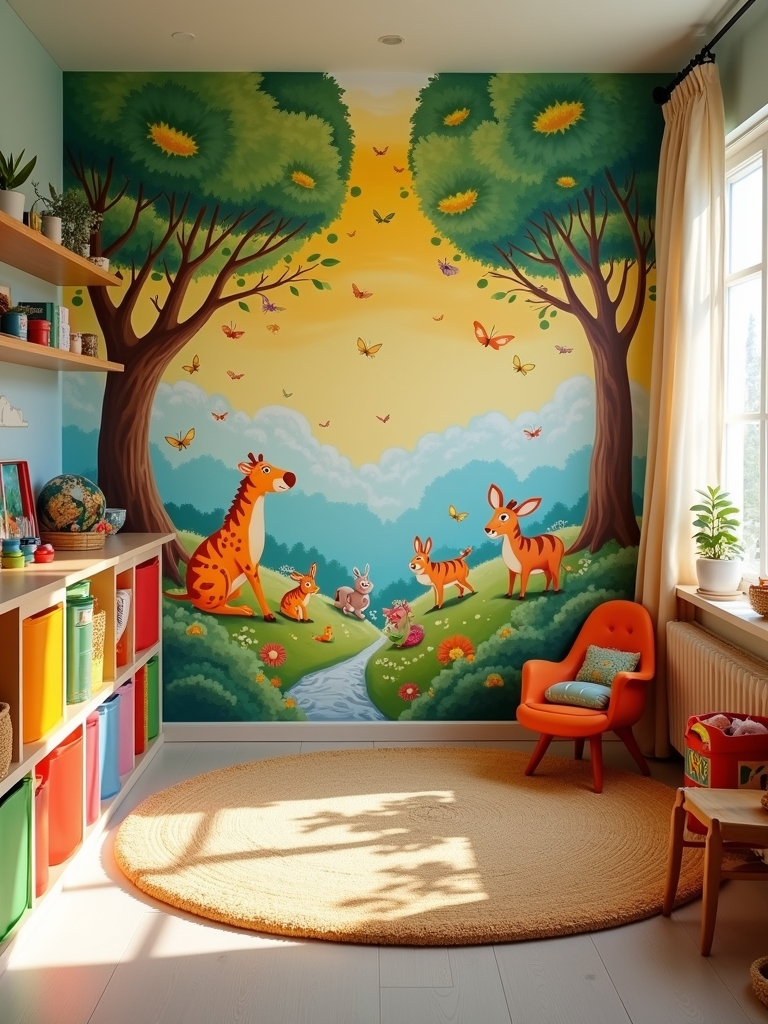 colorful mural for playroom